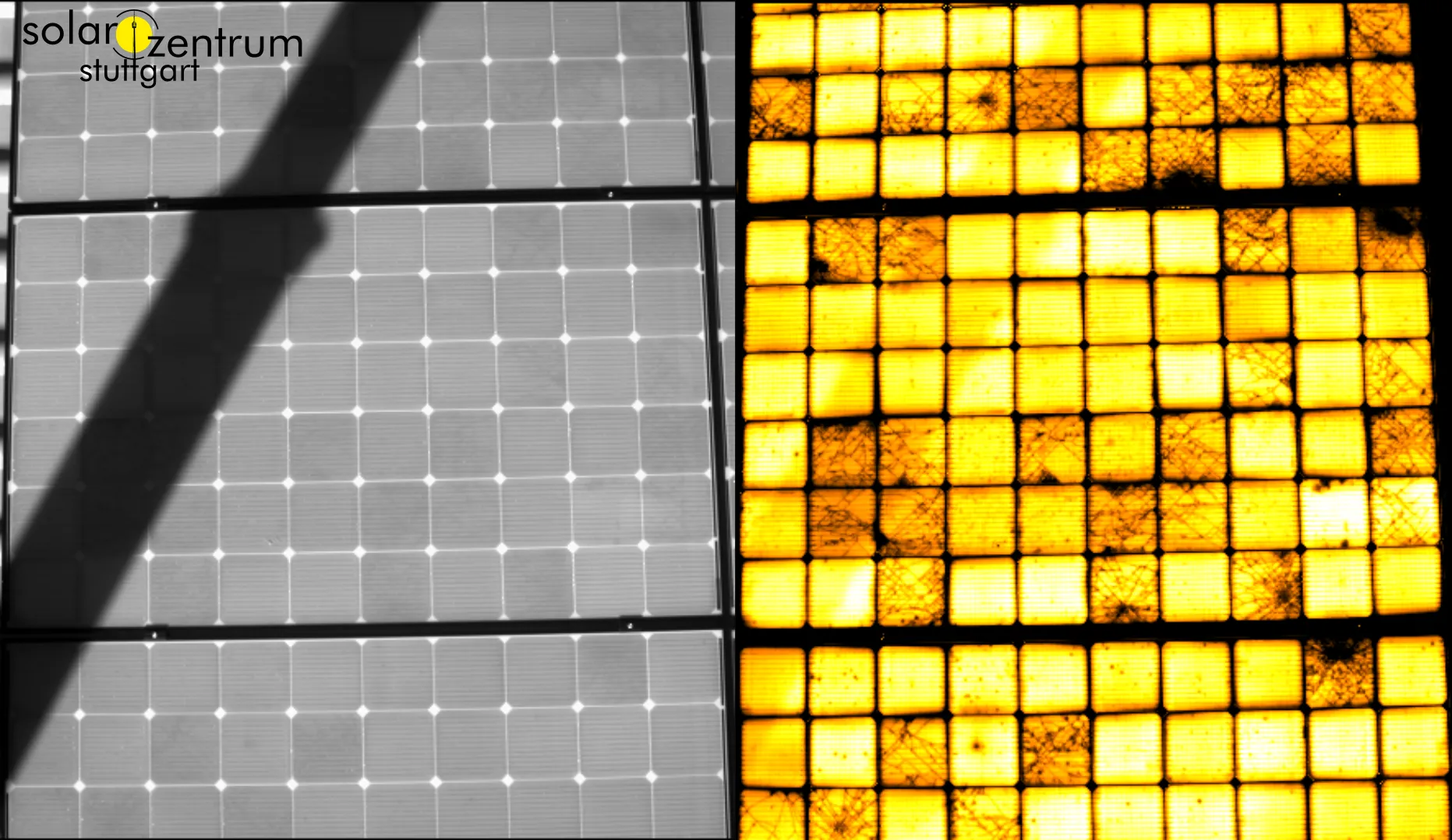 Elektrolumineszenz bei PV-Modulen mit Hagelschaden
